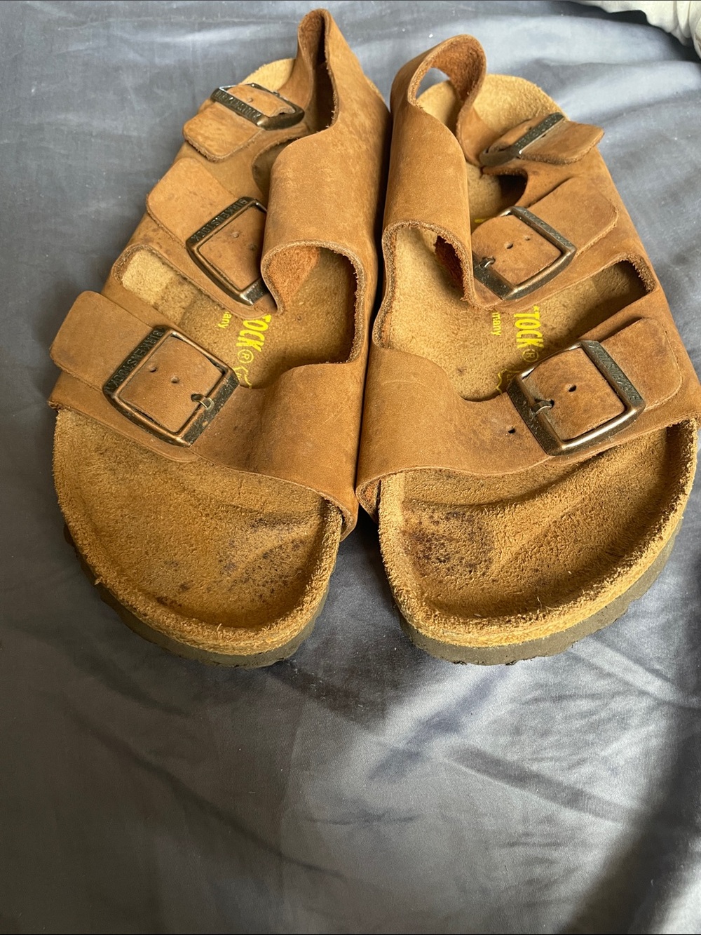 Birkenstock Men's Three-Strap Suede Sandals in Brown Size 41